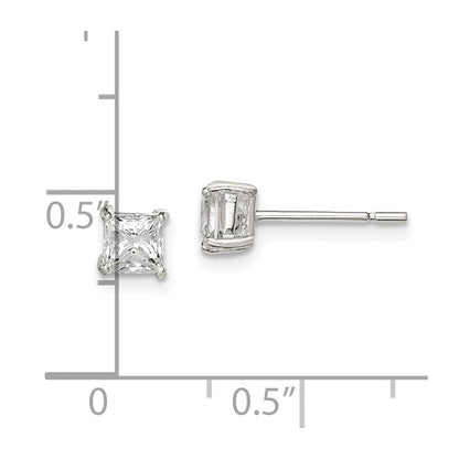 Sterlingsilber 4mm Princess Korb Set Zirkonia Ohrstecker