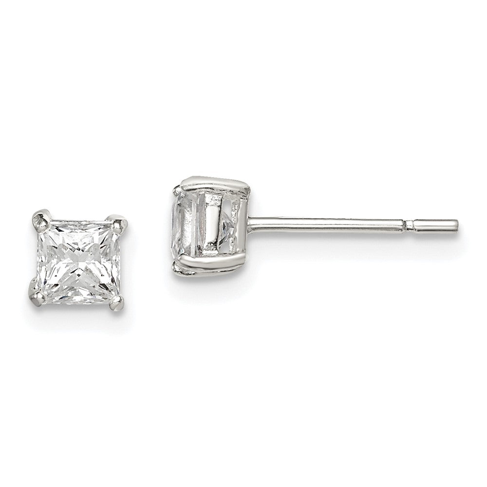 Sterlingsilber 4mm Princess Korb Set Zirkonia Ohrstecker