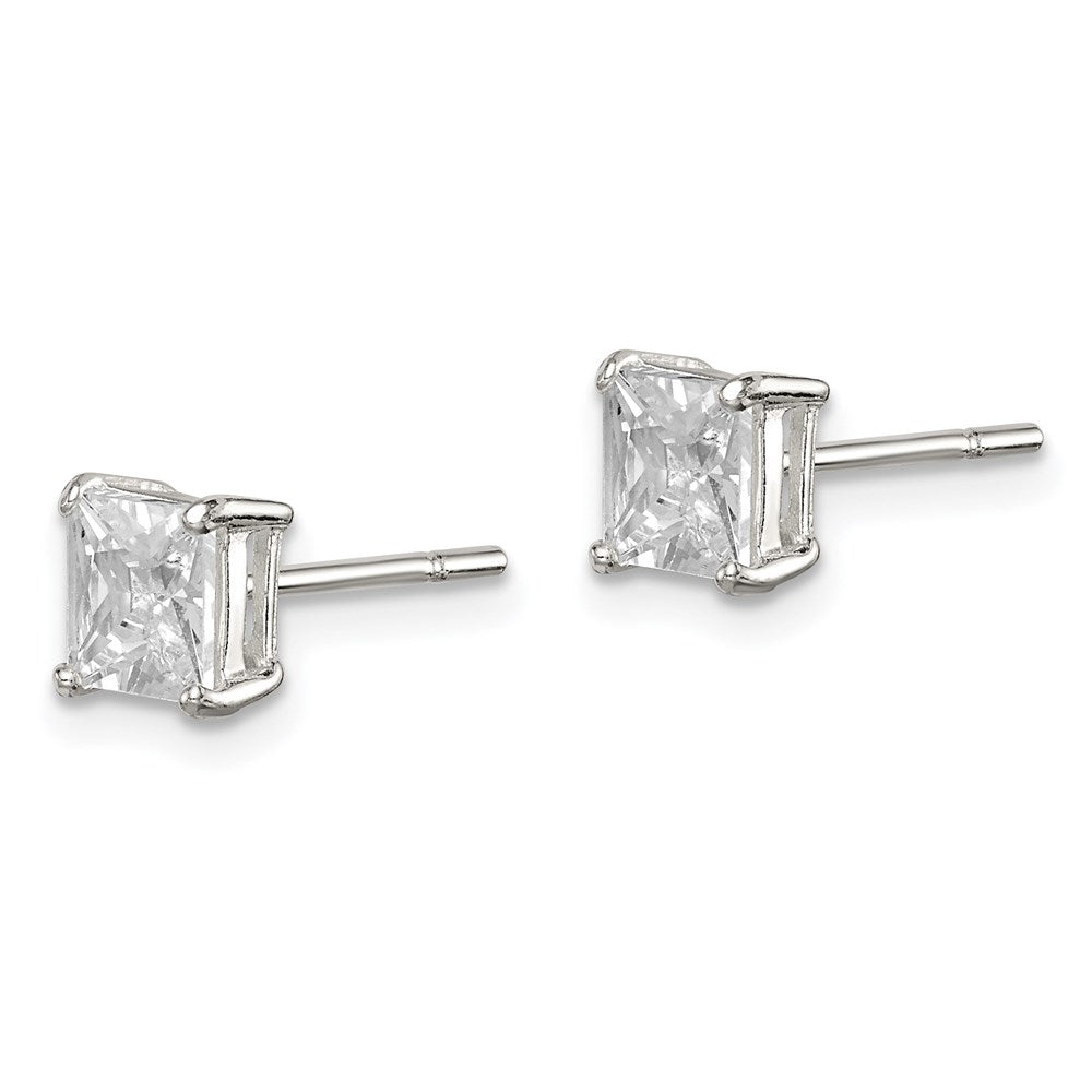 Sterlingsilber 5mm Princess Korb Set Zirkonia Ohrstecker