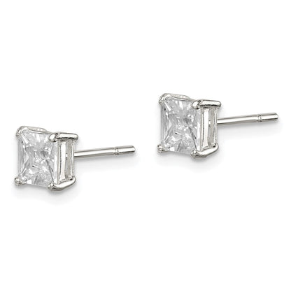 Sterlingsilber 5mm Princess Korb Set Zirkonia Ohrstecker