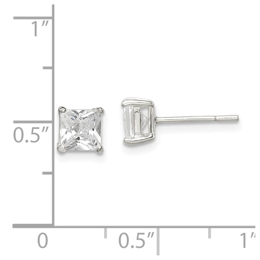 Sterlingsilber 5mm Princess Korb Set Zirkonia Ohrstecker