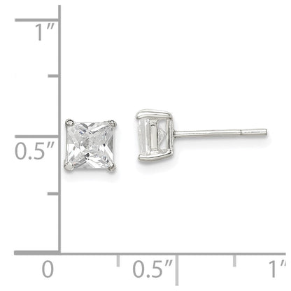 Sterlingsilber 5mm Princess Korb Set Zirkonia Ohrstecker