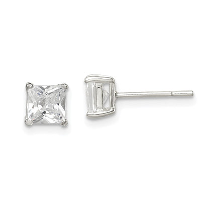 Sterlingsilber 5mm Princess Korb Set Zirkonia Ohrstecker