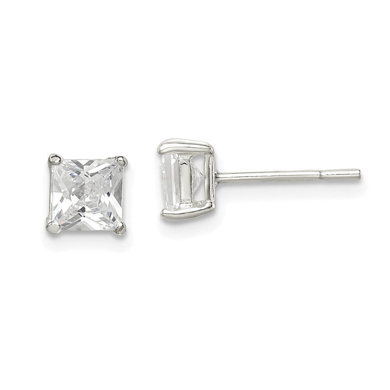 Sterlingsilber 5mm Princess Korb Set Zirkonia Ohrstecker