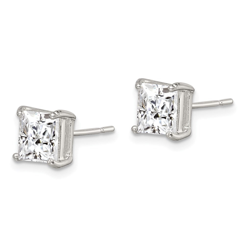 Sterlingsilber 6mm Princess Korb Set Zirkonia Ohrstecker