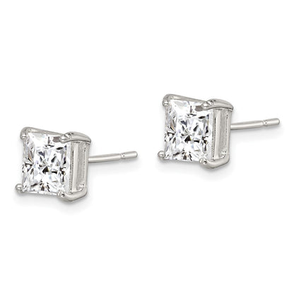 Sterlingsilber 6mm Princess Korb Set Zirkonia Ohrstecker