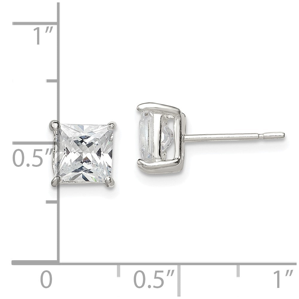 Sterlingsilber 6mm Princess Korb Set Zirkonia Ohrstecker