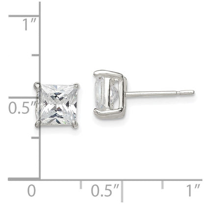 Sterlingsilber 6mm Princess Korb Set Zirkonia Ohrstecker
