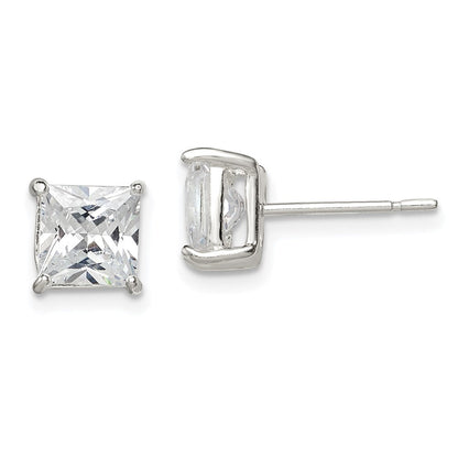 Sterlingsilber 6mm Princess Korb Set Zirkonia Ohrstecker