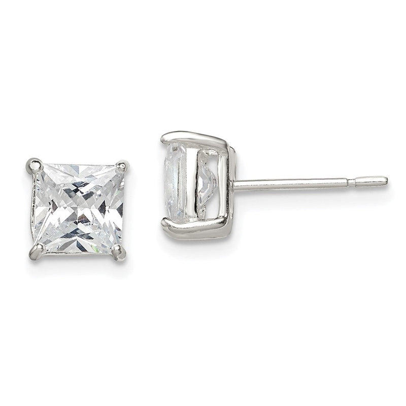 Sterlingsilber 6mm Princess Korb Set Zirkonia Ohrstecker