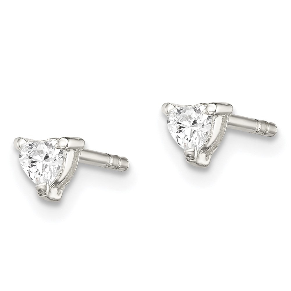 Sterlingsilber 3mm Herz Korb Set Zirkonia Ohrstecker