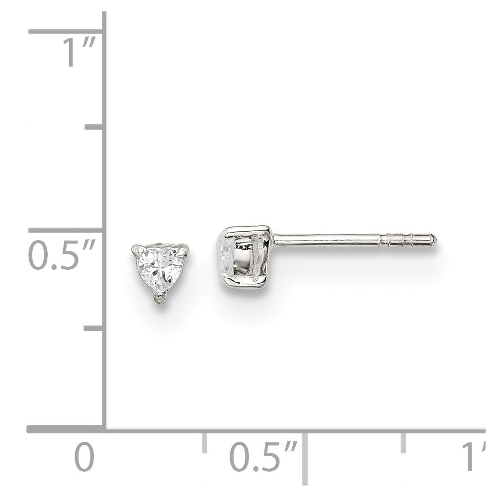 Sterlingsilber 3mm Herz Korb Set Zirkonia Ohrstecker