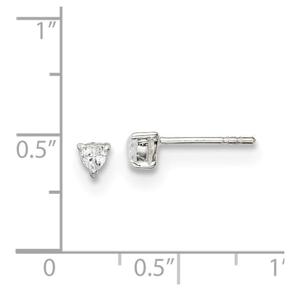 Sterlingsilber 3mm Herz Korb Set Zirkonia Ohrstecker