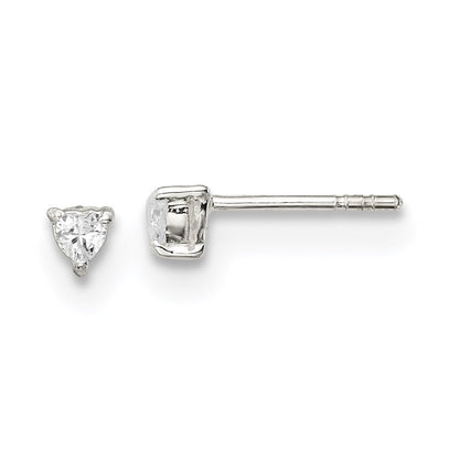 Sterlingsilber 3mm Herz Korb Set Zirkonia Ohrstecker