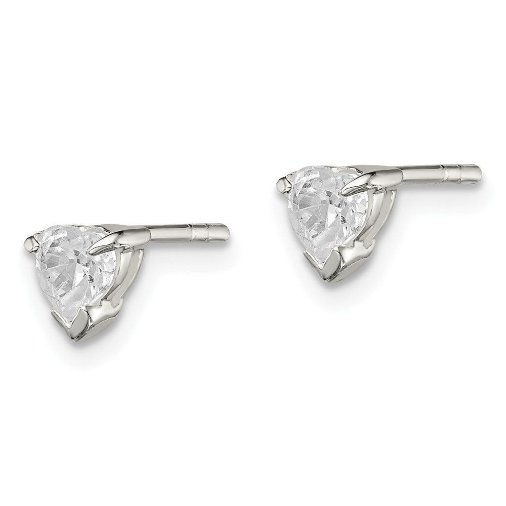 Sterlingsilber 4mm Herz Korb Set Zirkonia Ohrstecker