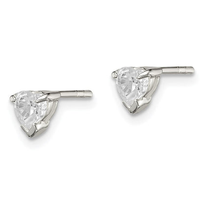 Sterlingsilber 4mm Herz Korb Set Zirkonia Ohrstecker