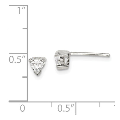 Sterlingsilber 4mm Herz Korb Set Zirkonia Ohrstecker