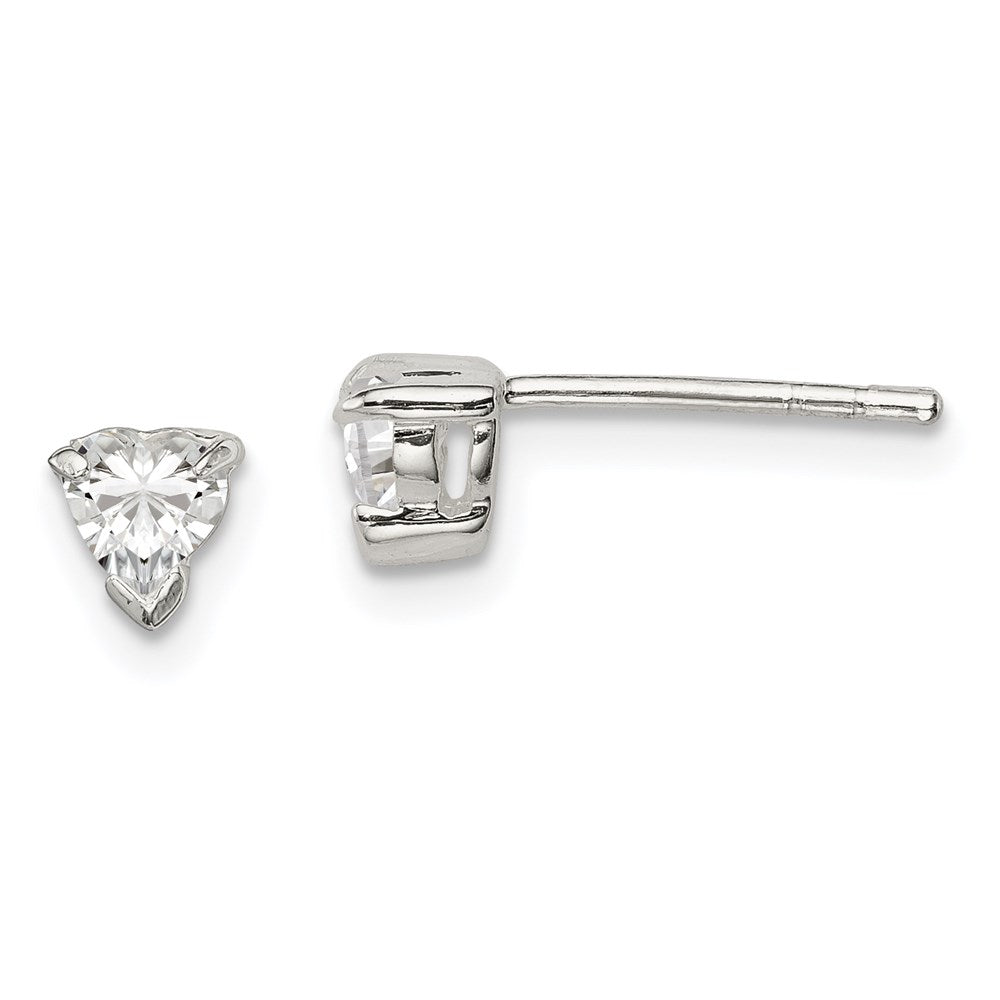 Sterlingsilber 4mm Herz Korb Set Zirkonia Ohrstecker
