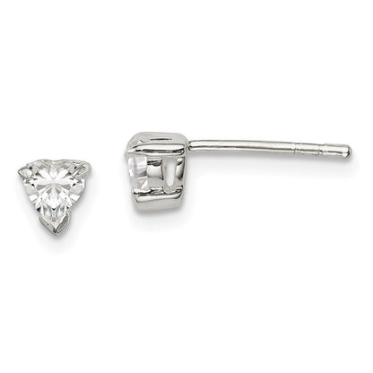 Sterlingsilber 4mm Herz Korb Set Zirkonia Ohrstecker