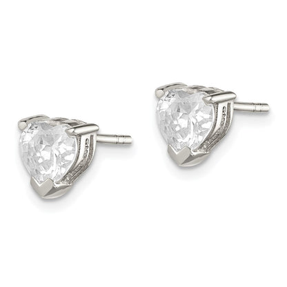 Sterlingsilber 6mm Herz Korb Set Zirkonia Ohrstecker