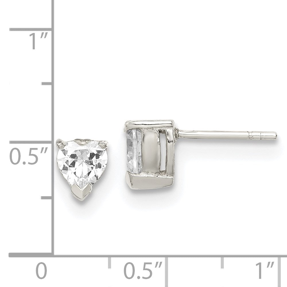 Sterlingsilber 6mm Herz Korb Set Zirkonia Ohrstecker