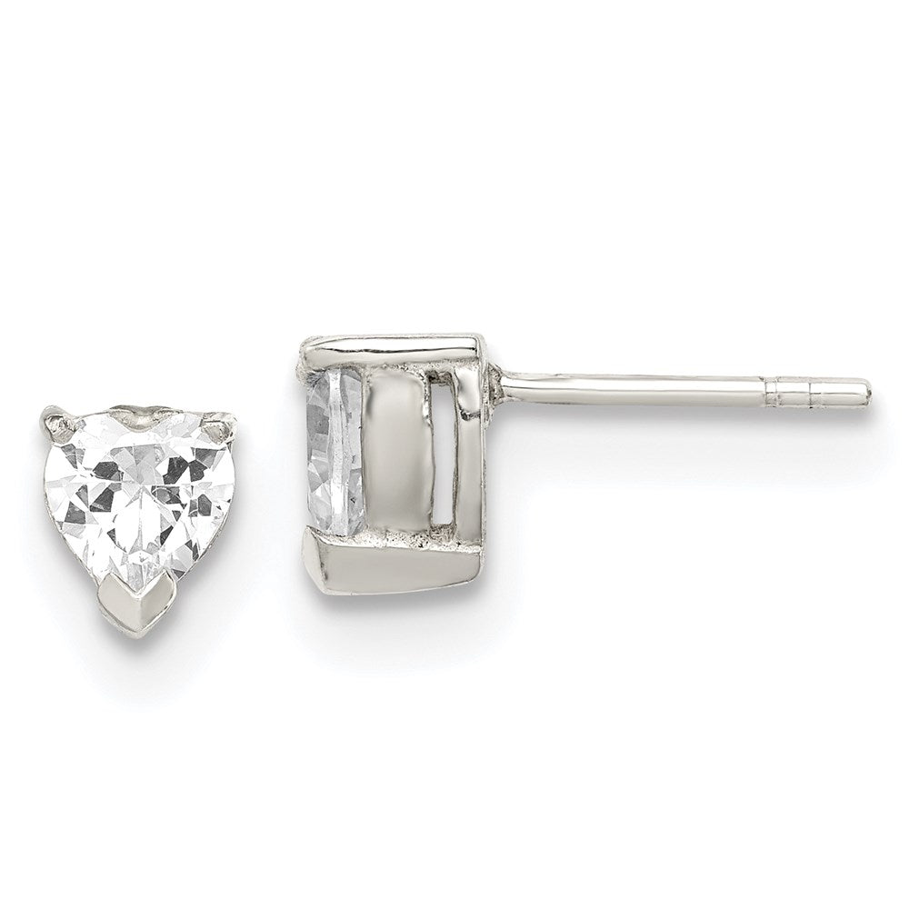 Sterlingsilber 6mm Herz Korb Set Zirkonia Ohrstecker