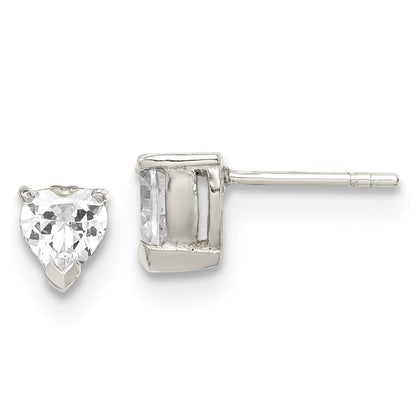 Sterlingsilber 6mm Herz Korb Set Zirkonia Ohrstecker