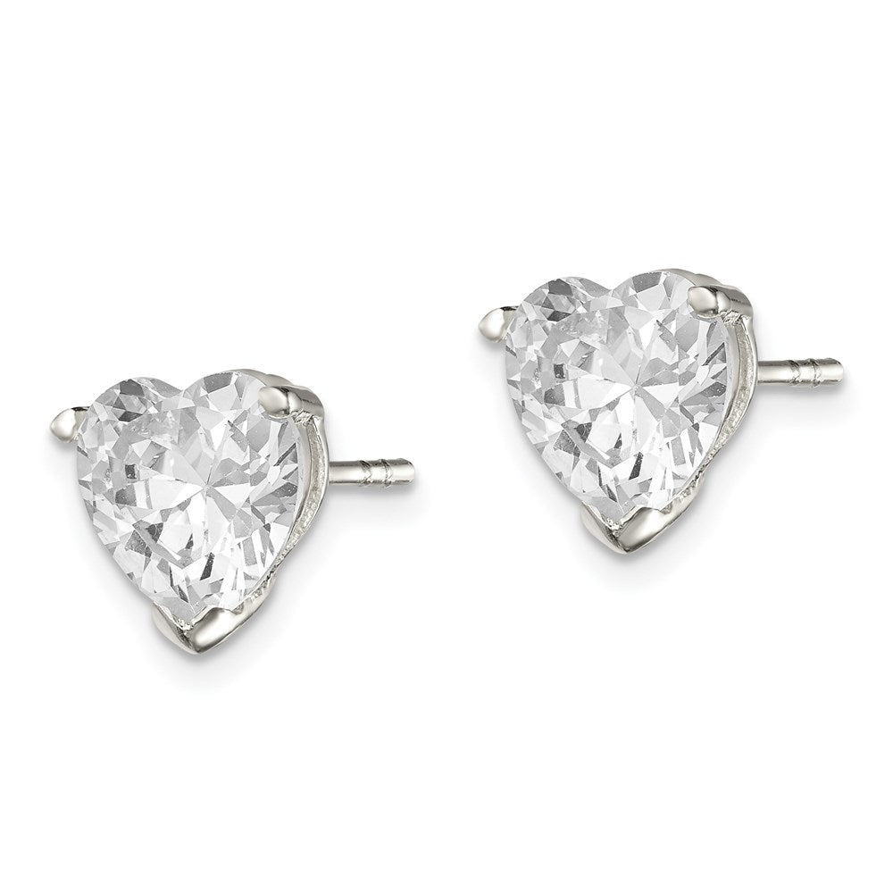 Sterlingsilber Poliert 8mm Herz 3 Krappen Korb Set Zirkonia Ohrstecker
