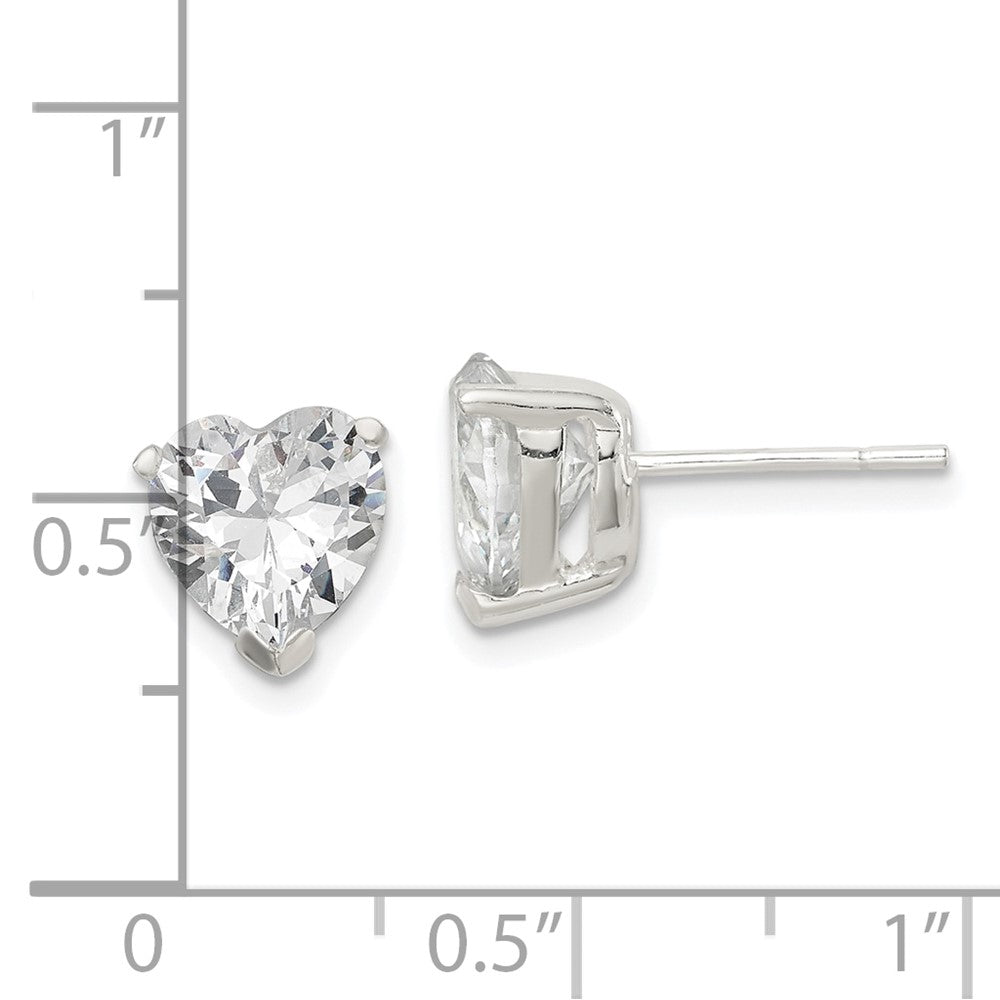 Sterlingsilber Poliert 8mm Herz 3 Krappen Korb Set Zirkonia Ohrstecker