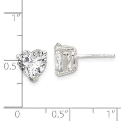 Sterlingsilber Poliert 8mm Herz 3 Krappen Korb Set Zirkonia Ohrstecker