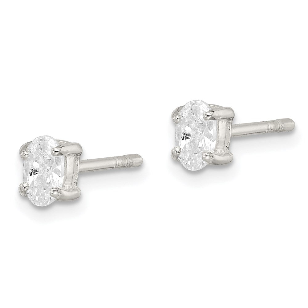 Sterlingsilber 3x5mm Oval Korb Set Zirkonia Ohrstecker
