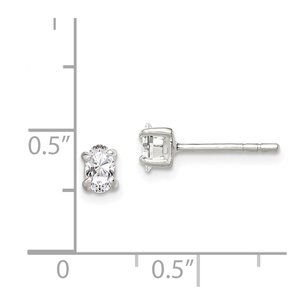 Sterlingsilber 3x5mm Oval Korb Set Zirkonia Ohrstecker