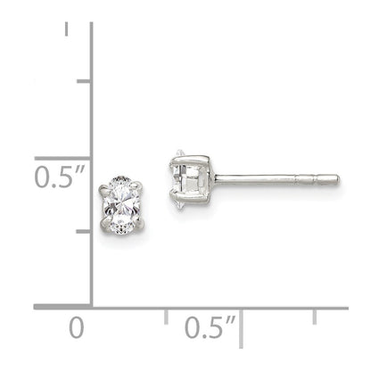Sterlingsilber 3x5mm Oval Korb Set Zirkonia Ohrstecker