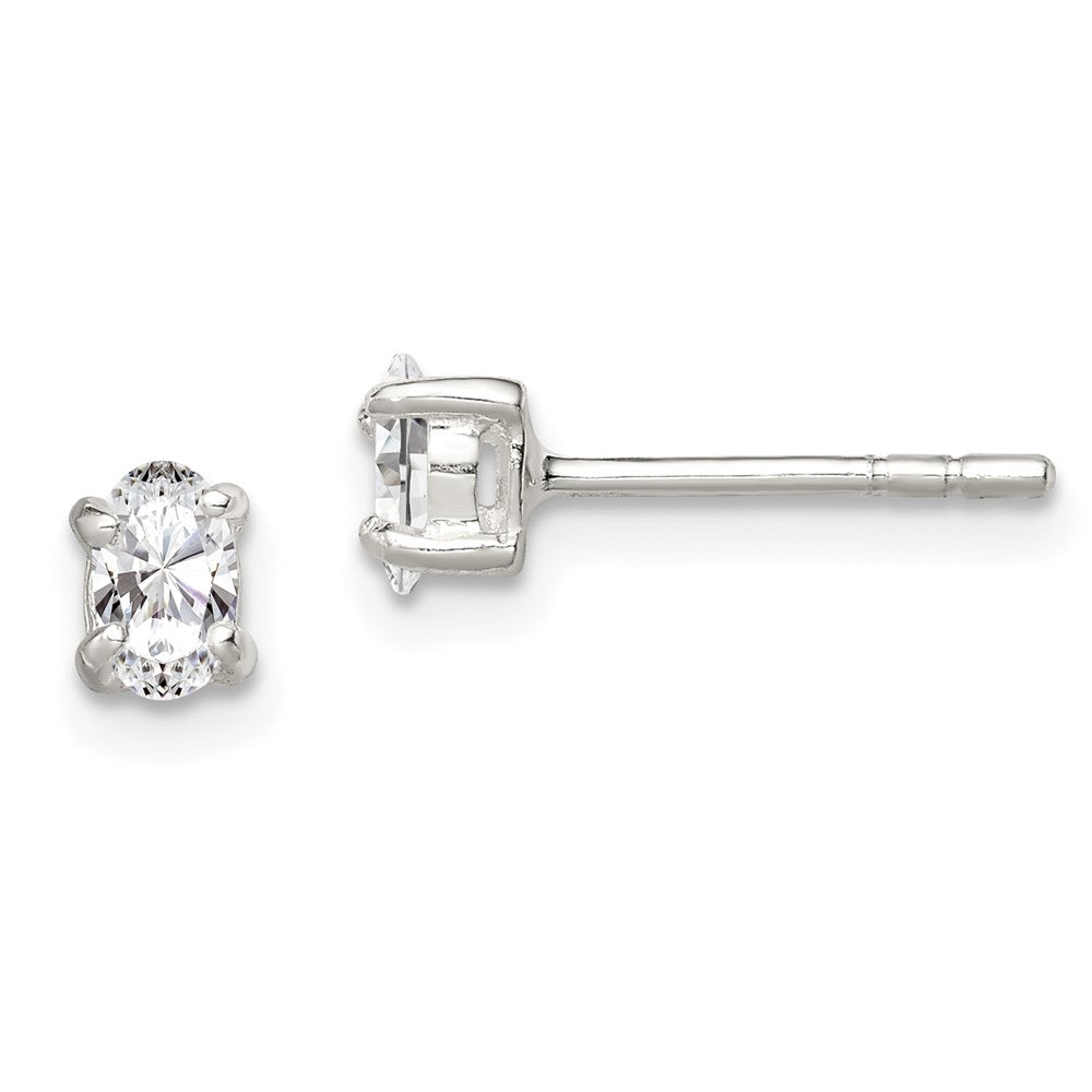 Sterlingsilber 3x5mm Oval Korb Set Zirkonia Ohrstecker