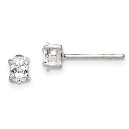 Sterlingsilber 3x5mm Oval Korb Set Zirkonia Ohrstecker