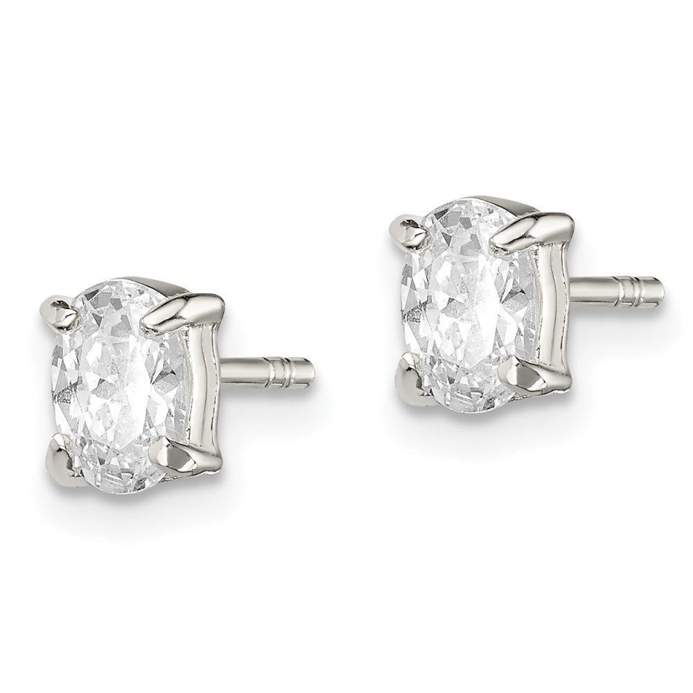 Sterlingsilber 4x6mm Oval Korb Set Zirkonia Ohrstecker