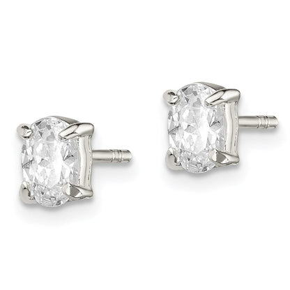 Sterlingsilber 4x6mm Oval Korb Set Zirkonia Ohrstecker