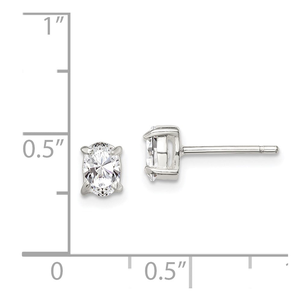 Sterlingsilber 4x6mm Oval Korb Set Zirkonia Ohrstecker
