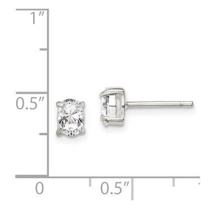 Sterlingsilber 4x6mm Oval Korb Set Zirkonia Ohrstecker