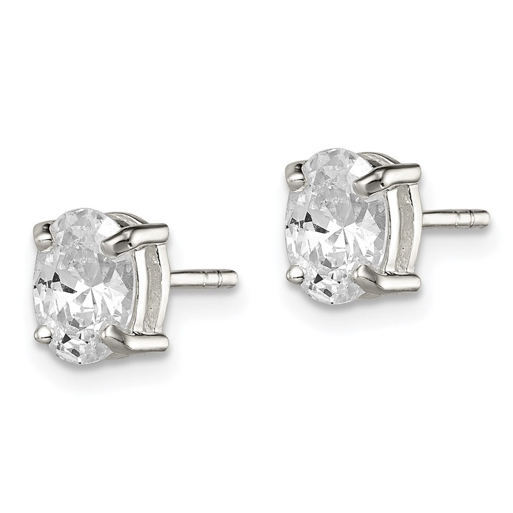 Sterlingsilber Poliert 5x7mm Oval Korb Set Zirkonia Ohrstecker