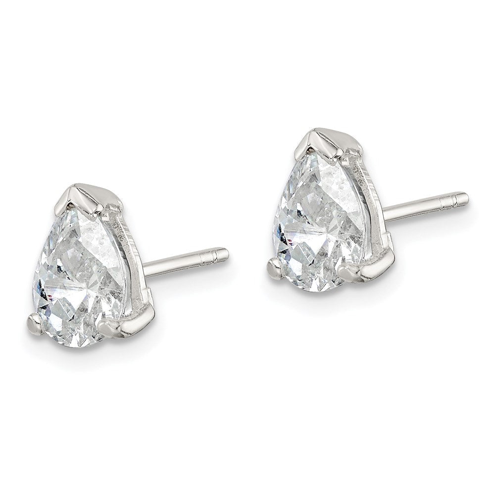 Sterlingsilber Poliert 5x7mm Tropfen Korb Set Zirkonia Ohrstecker