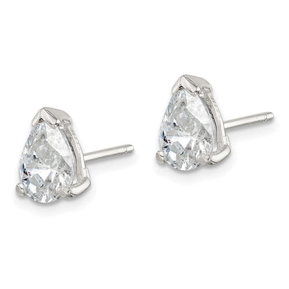 Sterlingsilber Poliert 5x7mm Tropfen Korb Set Zirkonia Ohrstecker