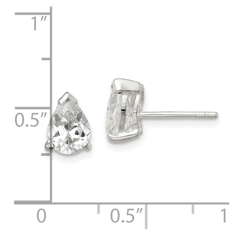 Sterlingsilber Poliert 5x7mm Tropfen Korb Set Zirkonia Ohrstecker