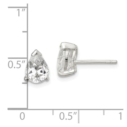 Sterlingsilber Poliert 5x7mm Tropfen Korb Set Zirkonia Ohrstecker