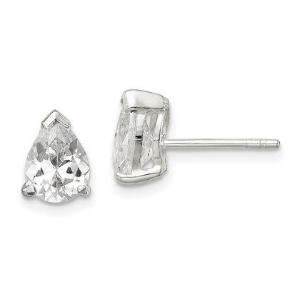 Sterlingsilber Poliert 5x7mm Tropfen Korb Set Zirkonia Ohrstecker