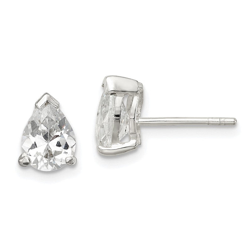 Sterlingsilber Poliert 5x7mm Tropfen Korb Set Zirkonia Ohrstecker