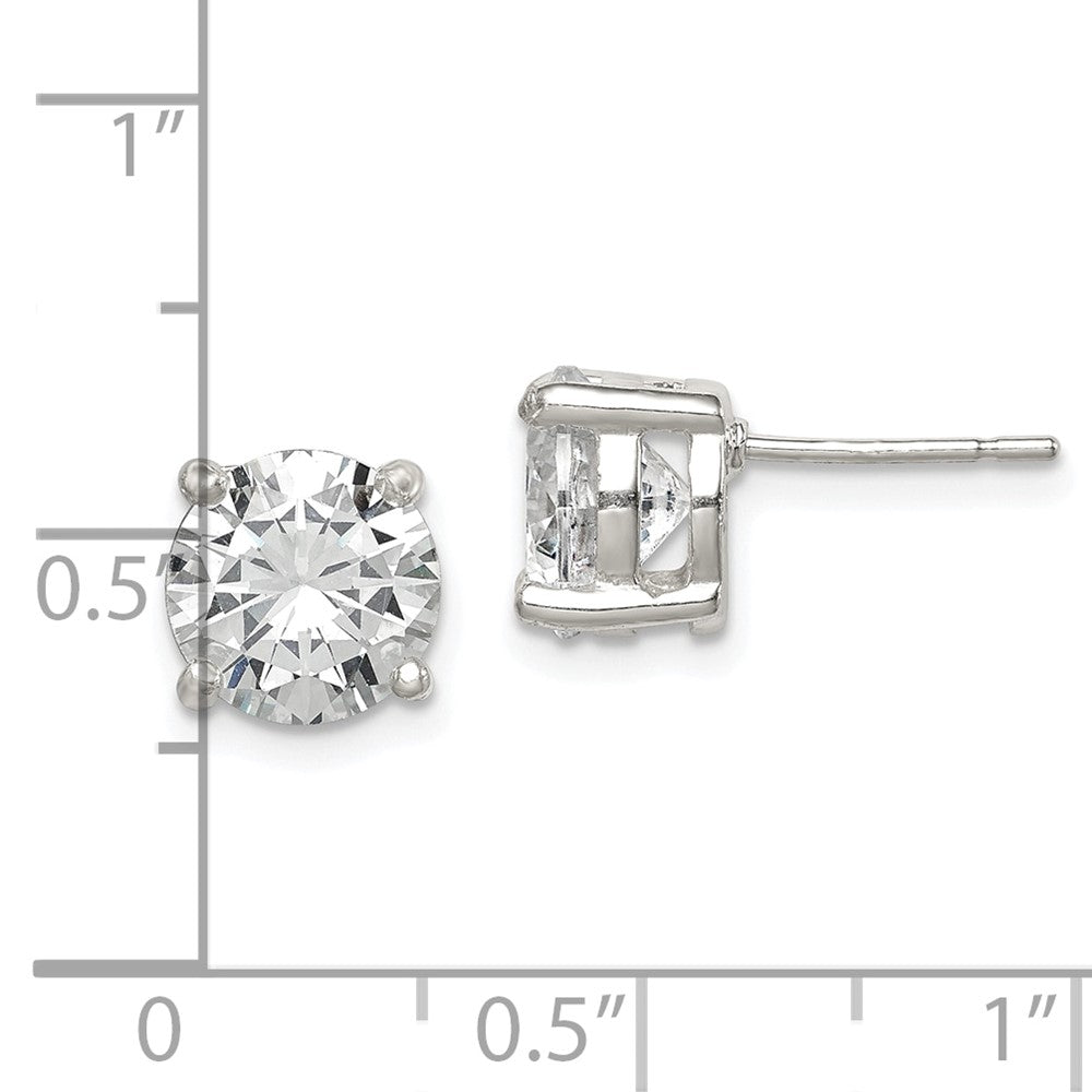 Sterlingsilber Poliert 8mm Rund Zirkonia Ohrstecker