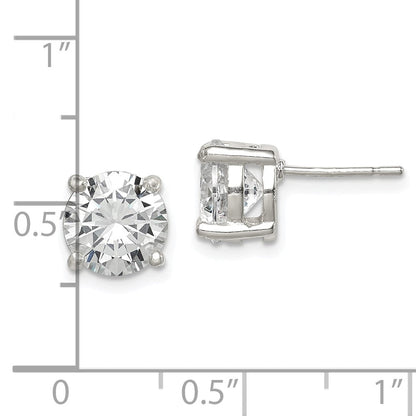 Sterlingsilber Poliert 8mm Rund Zirkonia Ohrstecker
