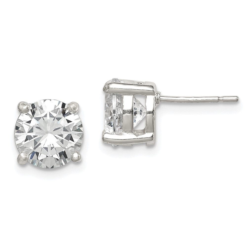 Sterlingsilber Poliert 8mm Rund Zirkonia Ohrstecker