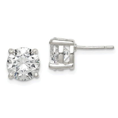 Sterlingsilber Poliert 8mm Rund Zirkonia Ohrstecker